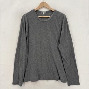James Perse Shirt Mens 3 Large Gray Crew Long Sleeve Lightweight Tee Made Japan